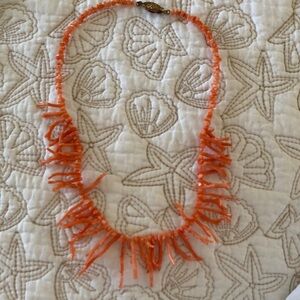 Natural Orange Coral Branch Necklace